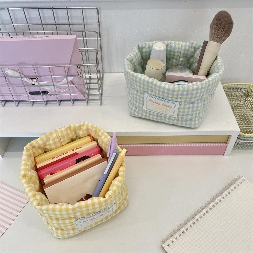 Baby Clothing Basket - Cesto portaoggetti in tessuto a quadri