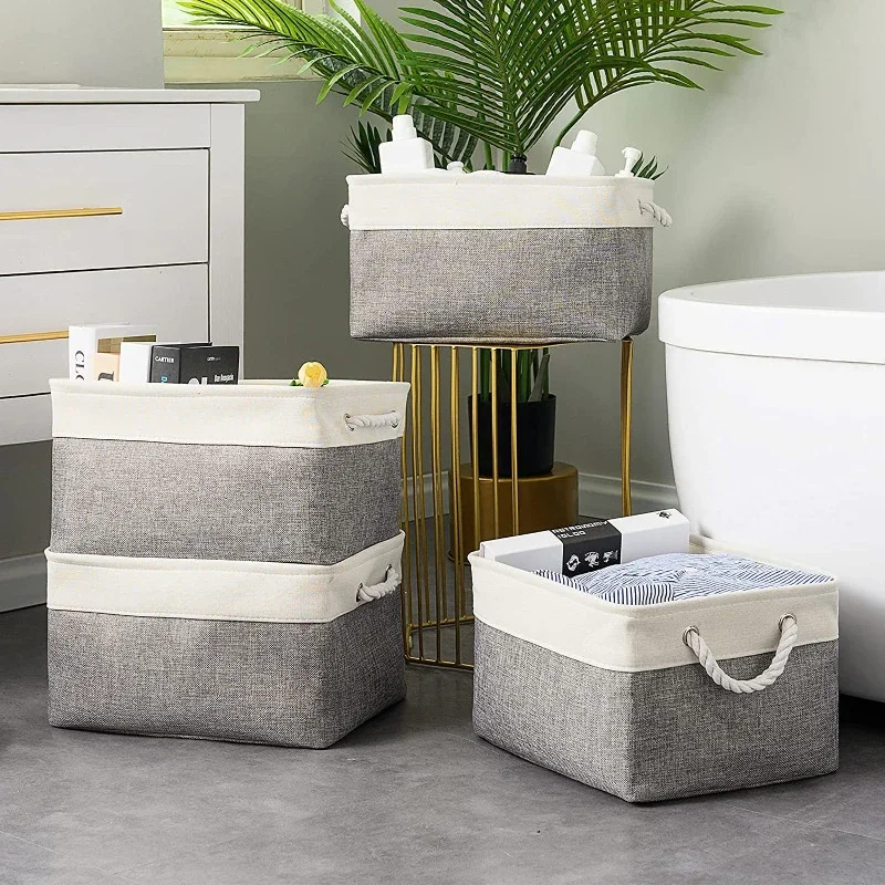 Baby Clothing Basket - Cesto portaoggetti pieghevole in lino, contenitore